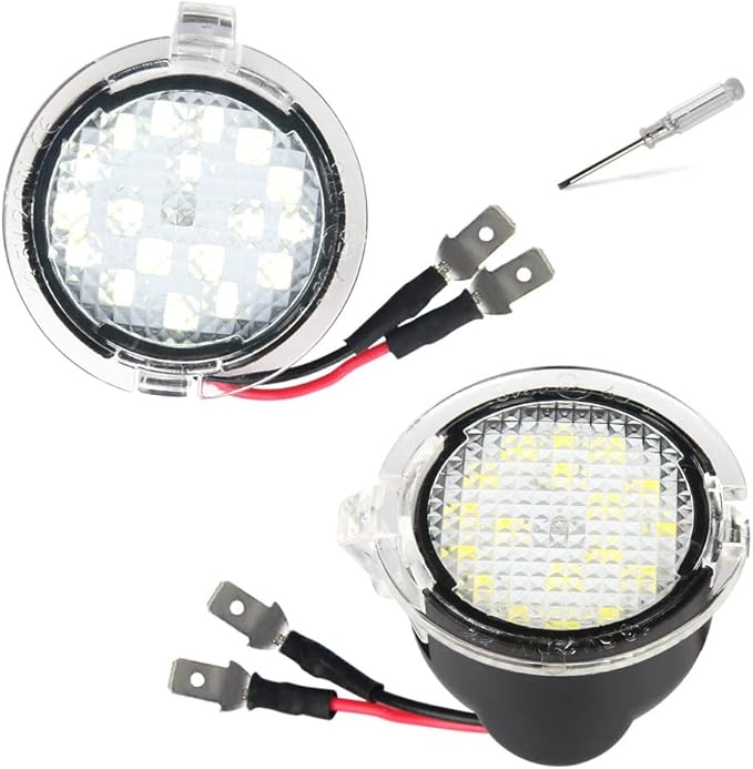 LED Side Mirror Puddle Lights Lamp Compatible with F150 2009-2014, Expedition 2003-2023, Explorer 2011-2023, Edge 2007-2023, Flex Taurus X Ranger 6000K White, Pack of 2
