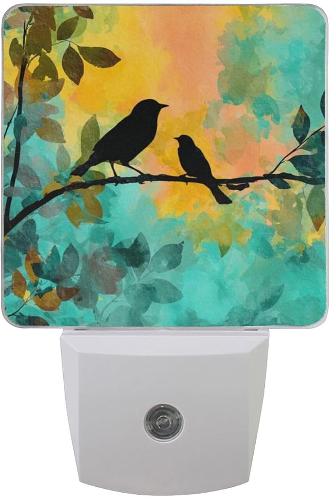 Black Bird Orange Green Night Light Dusk to Dawn Sensor LED Night Dimmable Nightlight Lights Plug into Wall for Living Room