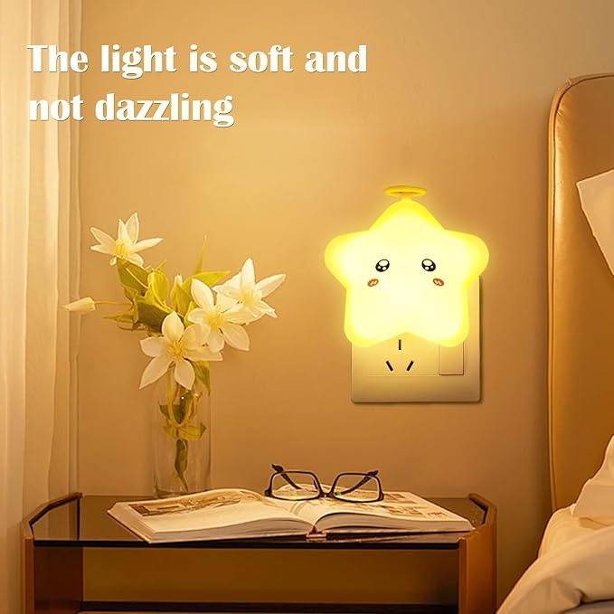 2 Pack Star Night Light with Remote,Plug-in Dimmable Nightlight for Kids, 3 Color Modes,10 Brightness Levels,Timer Function,Soft Glow, Energy Efficient,Ideal for Bedroom,Hallway, Bathroom