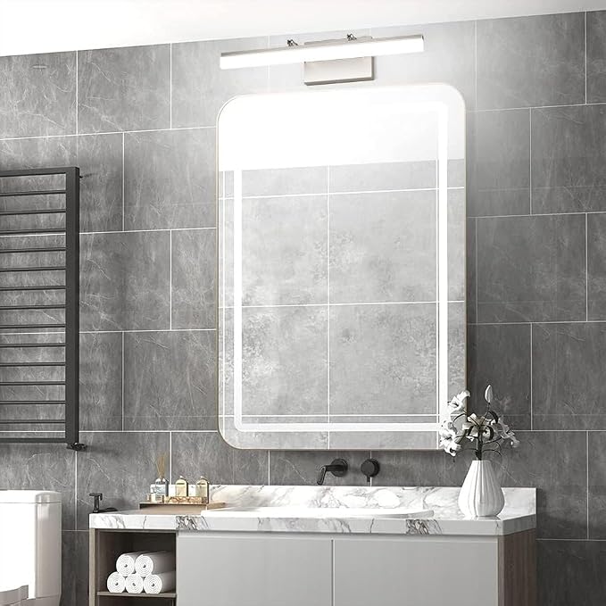 Aipsun Brushed Nickel Vanity Light Adjustable 20 inch Modern LED Bathroom Light Fixtures Over Mirror Rotatable Vanity Lighting 5500K