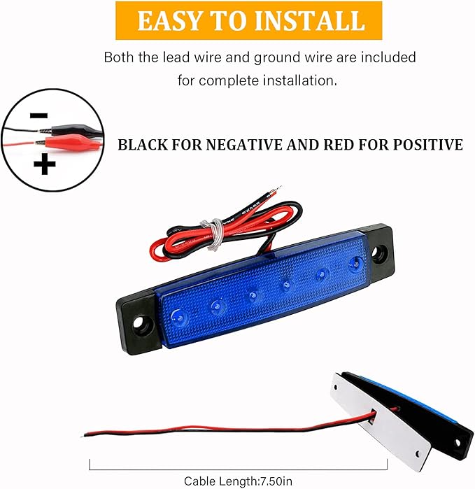 PSEQT LED Boat Interior Lights Marine Courtesy Light Strip Deck Transom Cockpit Navigation Lighting Waterproof for Fishing Pontoon Kayak Yacht Sailboat (Blue 10Pcs)