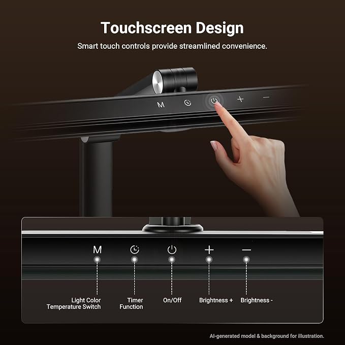 NEEWRE Basics 18" LED Video Light Bar with Base for Desk, 18W Bi Color Eye Friendly Dimmable Overhead Architect Lighting for Video Conference Zoom, 1340lux/0.5m, Touch Control/CRI95+, DL03