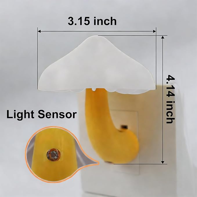 LED Mushroom Night Light Plug in Lamp, Light Sensor Night Lights Plug into Wall, Dusk to Dawn Sensor Night Light for Adults Kids Room Bedroom Bathroom Hallway Kitchen (4, Blue)