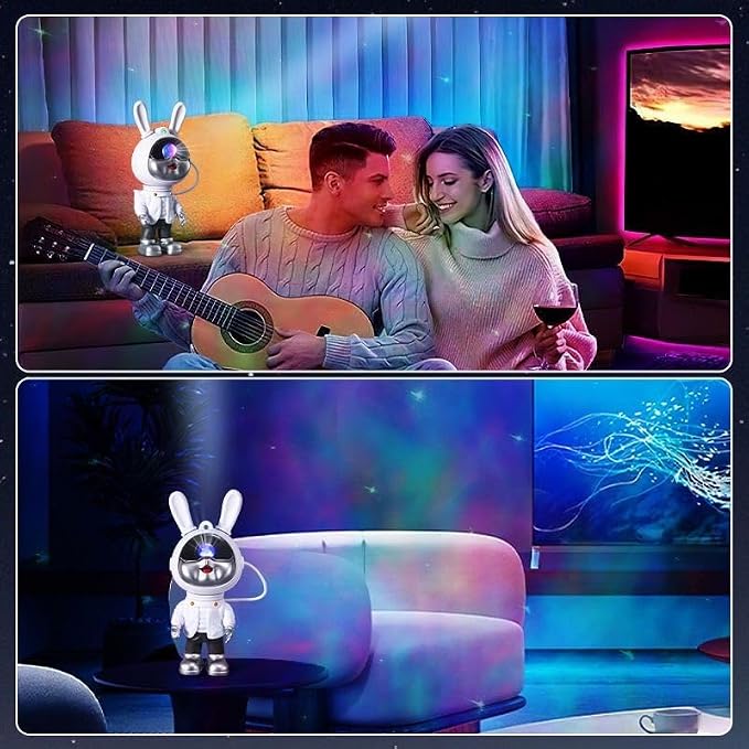 North Pole Galaxy Light Aurora Projector LED Star Projector for Bedroom Nebula Lamp Mechanical Rabbit Electric Light with 7 Light Effects, Remote Control for Parties