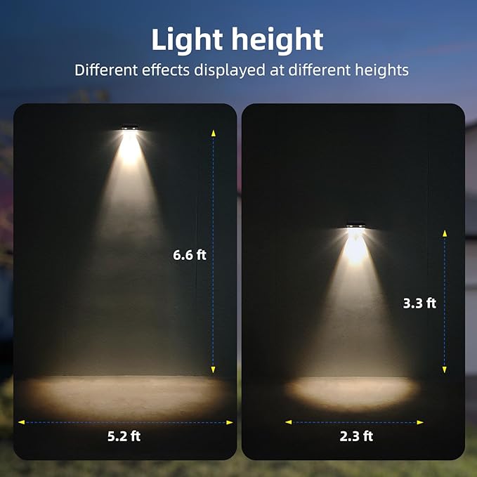 Solar Lights Outdoor Waterproof LED Convex Lens 3000K Warm Dusk to Dawn Solar Powered Light for Deck, Fence, Step, Railing(8 Pack)