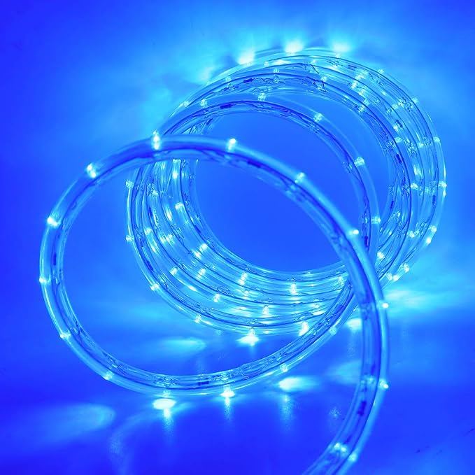 9.9ft 2-Wire Waterproof LED Rope Light Kit,110V-120V PVC 30 LED/M Tube Lights Strip for Background, Outdoor, Christmas, Home Decoration(Blue)