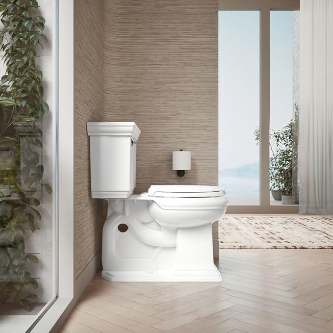 KOHLER 78059-RL-0 Rutledge Nightlight ReadyLatch Slow Close Toilet Seat, Round-Front, Quiet-Close Lid and Seat, Grip-Tight Bumpers, White