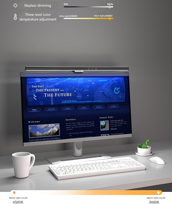 Computer Monitor Lamp, Screen Monitor Light Bar for Eye Caring, Screen Monitor Light Bar with Backlight for Eye Caring, E-Reading LED Task Lamp with Dimming Adjustment, Perfect for Reading and Study