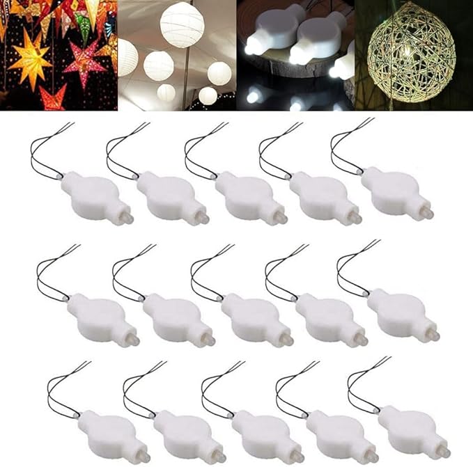 Battery Operated Small LED Lights – 15 Pack LED Balloon Light for Chinese White Paper Lanterns | Mini Battery Powered Led Bulb for Party Craft Floral,Weddings & Festival Decorations (White)