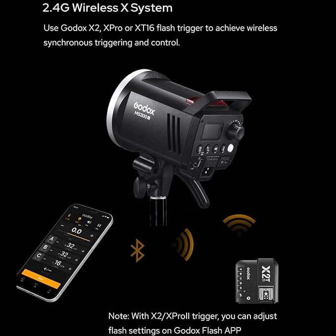 Godox MS300V 300W Compact Studio Strobe Flash Light - MS300 Upgraded Ver. | GN58 0.1-1.8s Recycle Time, 2.4G Wireless X System, Bowens Mount LED Modeling Lamp, for Photographic Studio Portrait Shooting