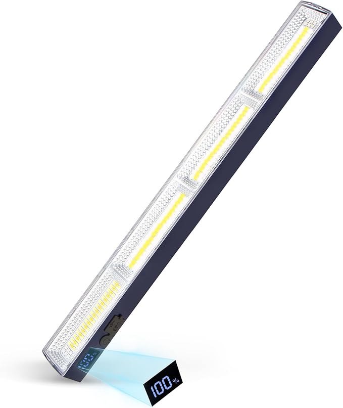 Magnetic Light BAR,15.75-inches Mechanic Light 7500mAh 8000 Lumens | Rechargeable Portable Lamp Built-in 216-LED Bulbs,with Handy Hook with 2 Magnets Endurance