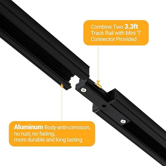 VANoopee 16-Light LED Track Lighting Kit with 13FT H Type Track Rails, Dimmable Track Light Heads Bright Ceiling Spotlight Fixture for Kitchen Accent Art, 3000K Warm White, No Flicker 10W 800lm Black