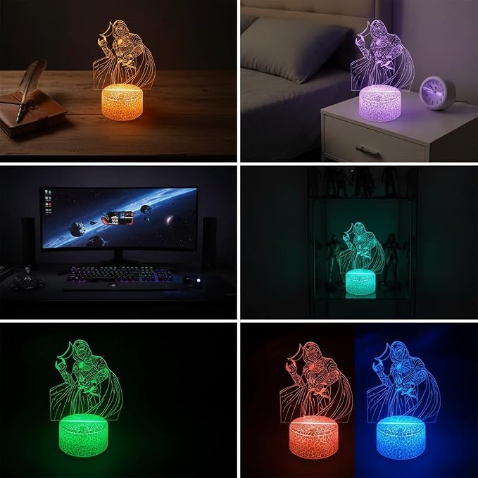 3D Night Light, 16 Color Changing Cartoon USB Desk Lamp Illusion Lighting with Remote Control for Home Decor Gift for Kids | Marc Spector;Survivors;4 modes;gamer present;esport decor;collectible lamp;game room;holiday birthday gifts