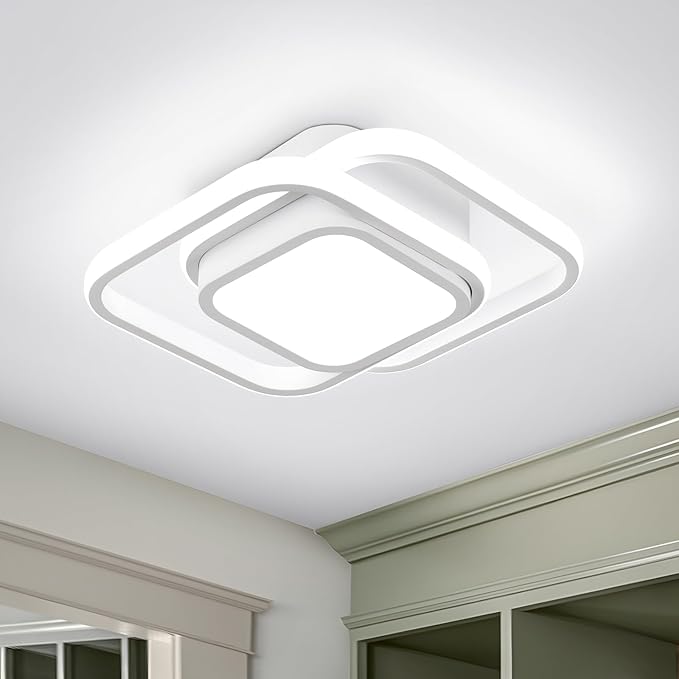 2 Packs Small Ceiling Light Modern LED Acrylic Square Ceiling Lamp Cool White 6000K Hallway Lighting Fixtures for Bedroom Kitchen Living Room Study Hallway Small Asile Lamp Corridor Lights (White)