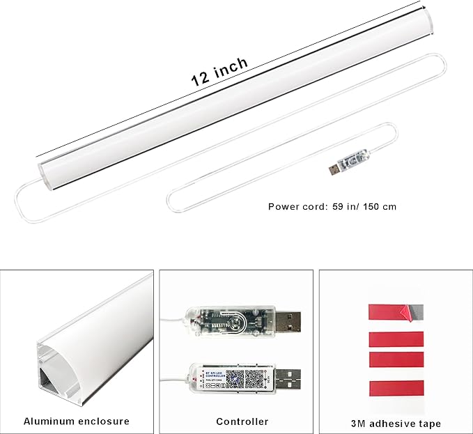 Under Monitor RGB Light Bar, 12 Inch USB Powered RGB Gaming Light Bar with APP Control, Music Sync LED Monitor Backlight, 5V 2A Ambient Desk Light for PC, Gaming Setup, TV, Desktop