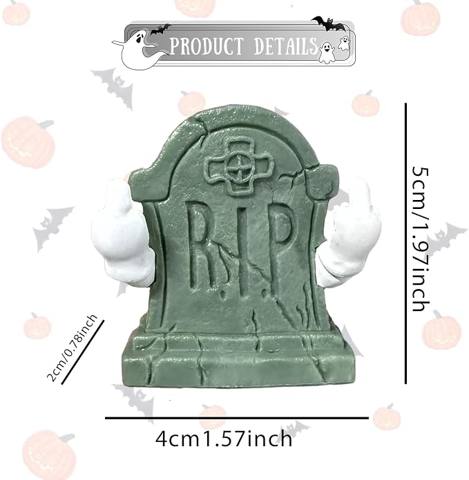 Halloween Mini Tombstones Graveyard Figurine Decorations Spooky Home Desk Ornament Indoor Cute Middle Finger Gestures Figurine Gifts for Halloween Outdoor Indoor Decorations