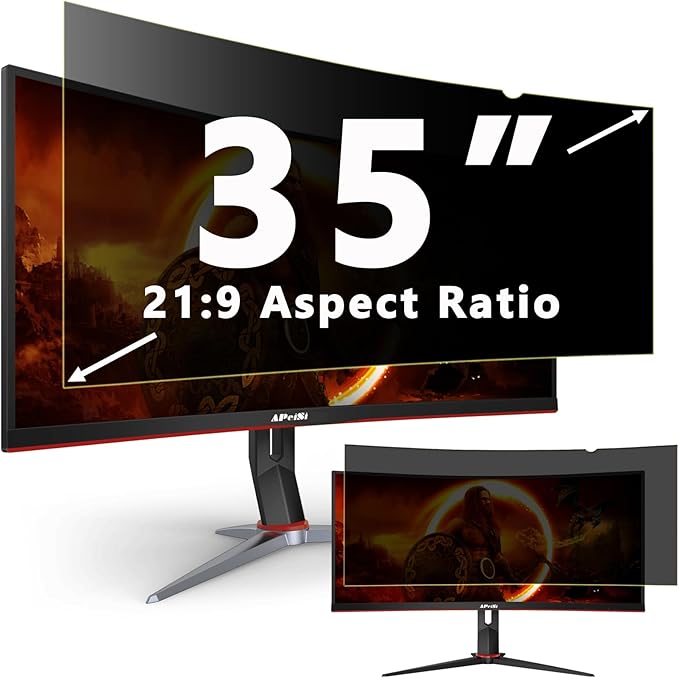 35 Inch Privacy Screen Filter for 21:9 Curved Ultrawide Monitor | Privacy Shield | Anti Glare | Anti-Blue Light | Eye Protection | Anti Spy | Computer Security Private Filter Protector