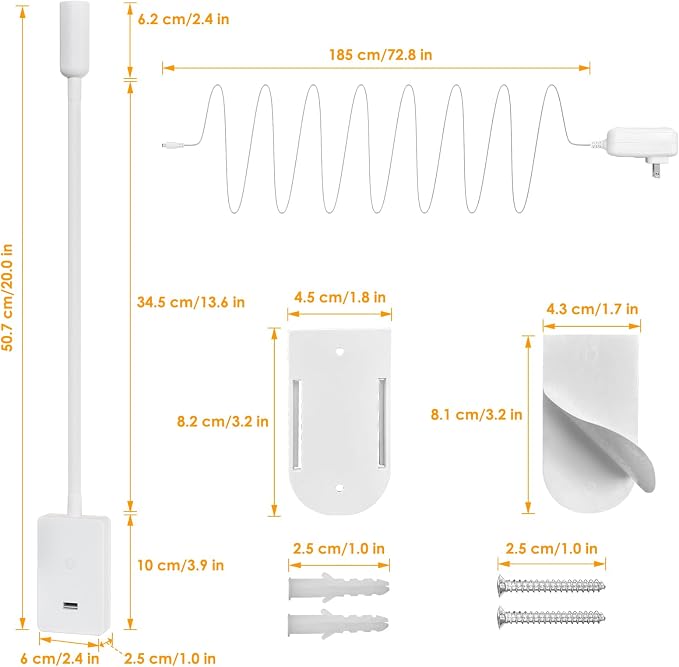 ENUOTEK LED Wall Mounted Reading Light, Bedside Book Lights with Wireless Remote Control for Bed, Flexible Bedroom Spot Lamp, Dimmable Neutral White 4000K Lighting, Timer Function, 5V 2A USB Output