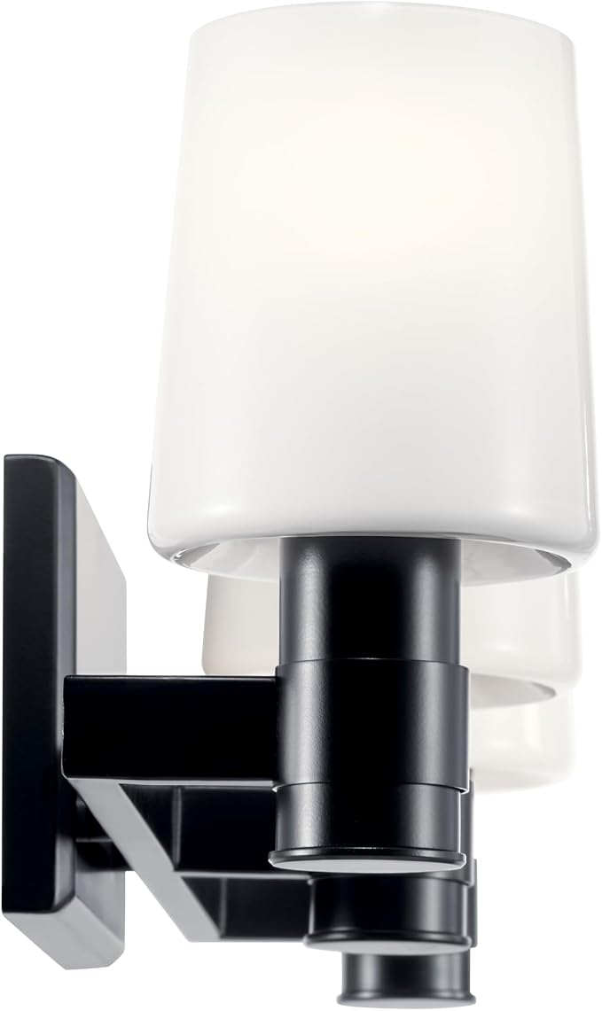 Kichler Adani 3-Light Bathroom Vanity Light, Black | Modern vanity light with opal glass for bathrooms and powder rooms (24" x 8.25"), 55176BK