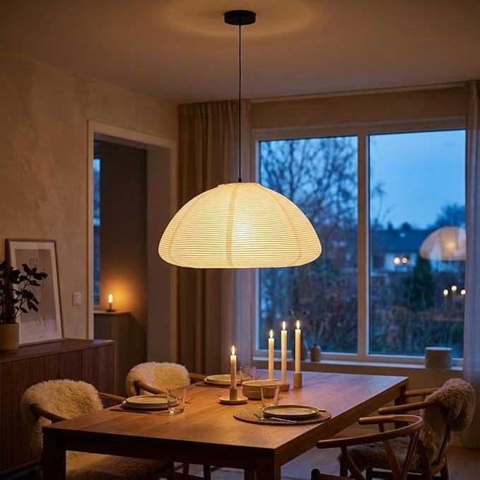 Nogy Rice Paper Lantern Lamp • Paper Lantern with Light - Ambient Lighting with Rice Paper Lamp Shade, Perfect for Home Decor, Easy Installation (Hardwired)