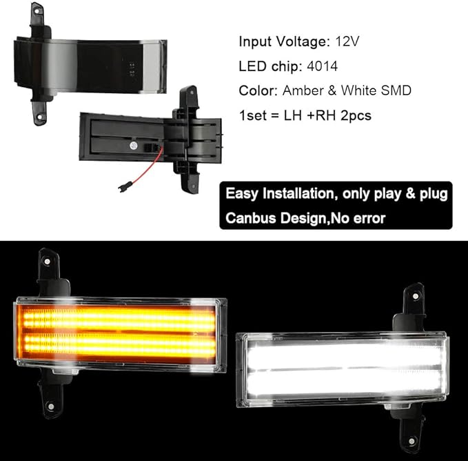 ROCCS Sequential Turn Signal Lights Switchback Full LED Side Tow Mirror Marker Light fit for 3rd Generation Chevy Silverado / 4th Generation GMC Sierra 2014–2019 OEM ONLY, Smoke Lens