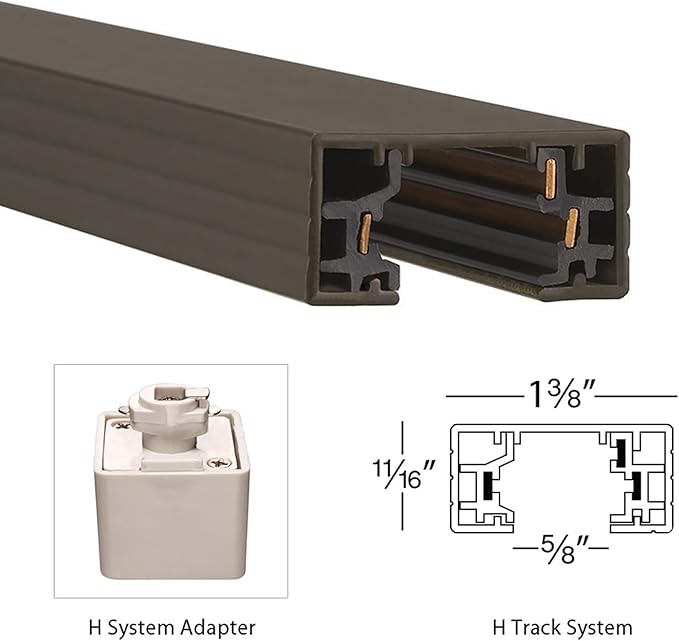 WAC Lighting, H Track 6FT Single Circuit 120V with 2 Endcaps in Dark Bronze