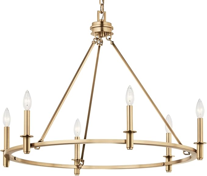 KICHLER Carrick 6-Light Chandelier, Updated Traditional Light in Polished Nickel, Sloped Ceiling Compatible, for Dining Room, Office or Bedroom (23.7" x 32.25"), 52705CPZ