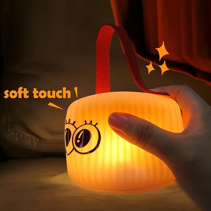 Cute Lantern Night Light, Big Eyes Lantern Night Lamp for Kids Bedroom USB Rechargeable Lamps 2 Brightness Levels, Nursery Bedside Delay-Off Nightlight for Baby Boys Girls Birthday Christmas