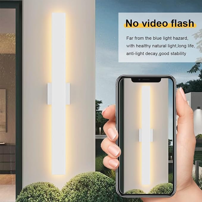 Aipsun 2 Packs Outdoor Wall Sconce, 3000K 4000K 6000K, 31.5in Modern White Exterior Light, Long LED Linear Wall Light Outside Lighting for Entrance, Hallway, Garage, Porch(3CCT)