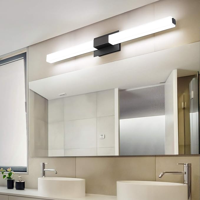 ZUZITO Black Modern Bathroom Light Fixtures Over Mirror 39.4 inch LED Vanity Lights Bar for Bath (S16001-1000mm)