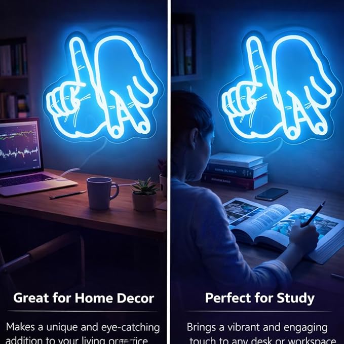 LA Gesture LED Neon Sign, Los Angeles Gesture Light Up Sign Dimmable USB Powered for Wall Bedroom, Man Cave, Baseball Team Decor, Garage, Bar, Party, Game Room, Nightclub, Gifts