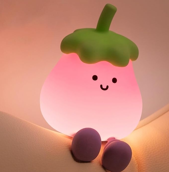 LED Turtle Night Light for Kids, 3 Level Dimmable Nightlight,7 Colours Cute Lamps Silicone Squishy Light Up Turtle,Rechargeable Bedside Touch Lamp for Bedroom Decor,Boys and Girls Gifts (Eggplant)