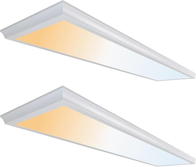 Ultralux Framed 1x4 Surface Mount LED Panel Dimmable 5CCT Matte White 2Pk | 4000 lumens, 120-degree beam, CRI>80, 48.5 x 12.5 x 1.2 in, aluminum, fits junction boxes, over 50,000 hours