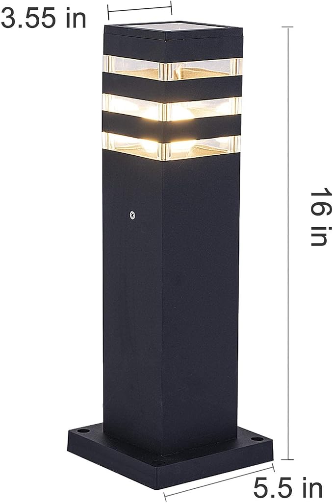 Pathway Lights Post Lights IP55 Waterproof Outdoor Lamp Post Lawn Light Floor Lamp E26 Lampholder Hardwired Suitable for 12V / 24V / 120V Voltage（16in, Black）