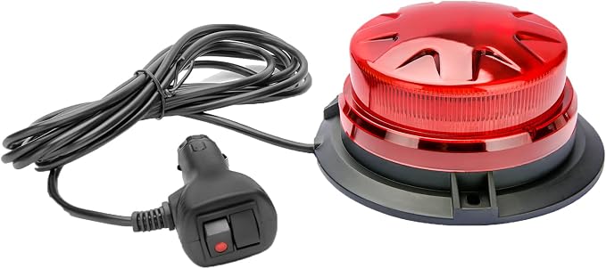 Red Led Emergency Strobe Beacon Lights for Car Vehicles 12V 24V 24-LEDs | Magnetic Mount, 8 Flash Model, Warning Safety Flashing, Rooftop Signal Lamp for Forklife Construction Truck Tractor Golf SUV