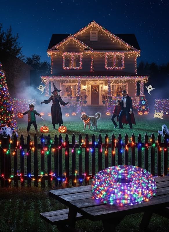 Solar Rope Lights Outdoor Waterproof 72FT 200LED Solar String Lights Christmas Decorations Outside for Garden Patio Yard Trees Path Fence IP65 Solar Powered Tube Fairy Lighting Multicolor