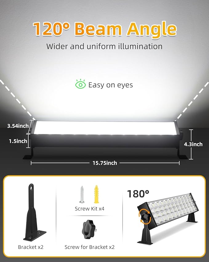 100W LED Shop Lights with 6FT Cord, Swtich, 12000LM Plug in Garage Light, 5000K Daylight Shoplighting for Garage, Workshop, Warehouse, Indoor (1 Pack)