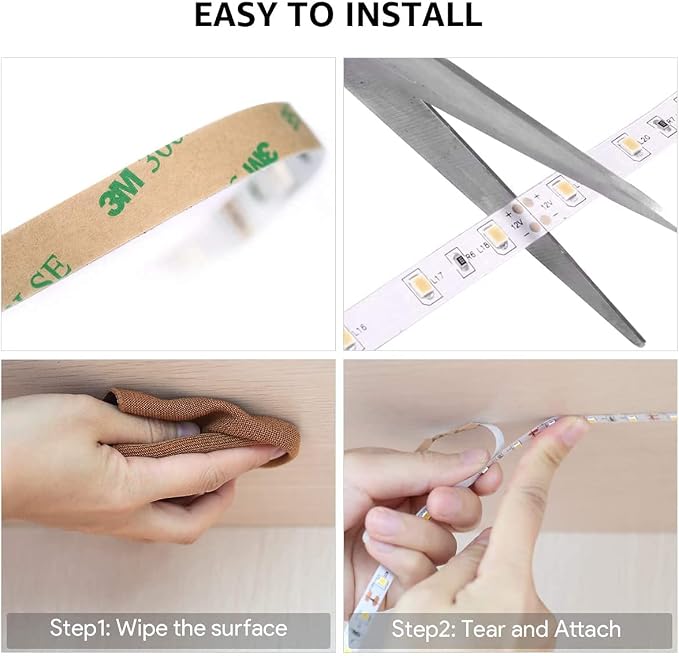 Lepro 12V LED Strip Light, Flexible, SMD 2835, 16.4ft Tape Light for Home, Kitchen, Party, Christmas and More, Non-Waterproof, Daylight White(Not Include Power Adapter) (Pack of 2)