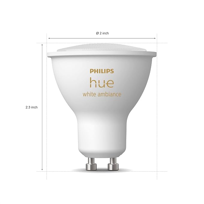 Philips Hue Smart 60W GU10 LED Bulb - White Ambiance Light - 4 Pack - 450LM - Indoor - Control with Hue App - Compatible with Alexa, Google Assistant and Apple Homekit