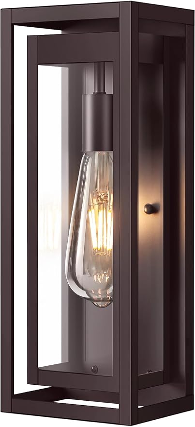 15" Outdoor Wall Lights, Brown Exterior Lighting Fixtures | Large Size, Anti-Rust, Waterproof, Tempered Glass, Easy Installation, Modern & Classic Outdoor Sconces for House Porch Garage
