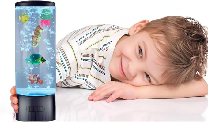 COLORLIFE Sensory Bubble Tube Table Lamp – Extra Large 5.5-Inch Diameter, Calming Aquarium Effect with Lifelike Fish, Ideal Gift for Autism & Anxiety Relief, Kids Room, Sensory Room, Bedroom, Office