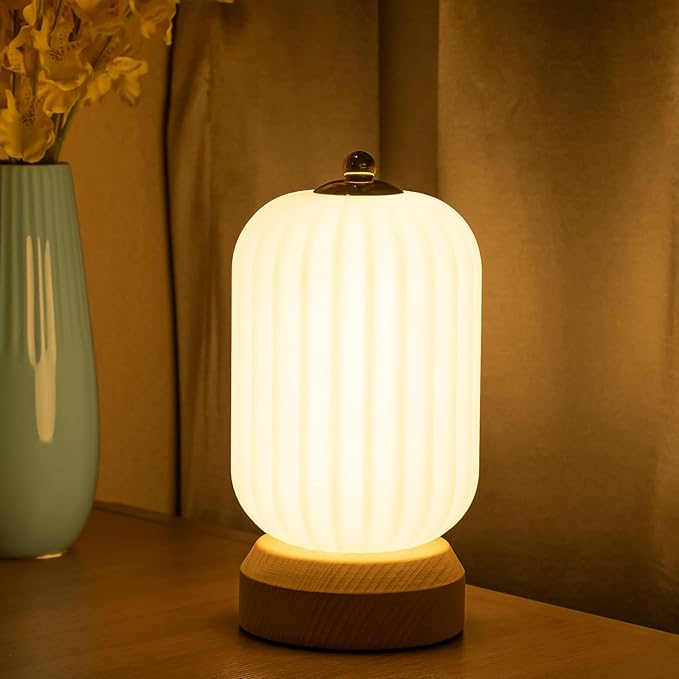 LED Wood Table Lamp, 3-Color Modern Desk lamp Bedroom Bedside Night Light, Dimmable Led Lighting, Creative Home Decor, Unique House warmging Gift