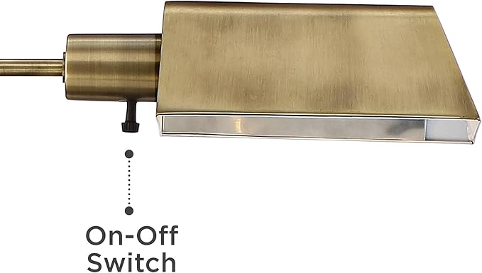 Jenson Adjustable Height Brass Swing Arm Pharmacy 54" Tall Floor Lamp | Traditional Farmhouse Metal Aged Shade Standing Pole Light for Living Room Reading House Bedroom Home Office