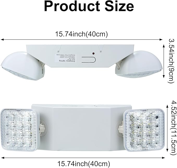 LED Emergency Lights, Emergency Lights with Battery Backup, Commercial Emergency Light for Home Power Failure & Business, 2 Head Emergency Light Indoor Fixture, AC120-277V Hardwired 24 Pack