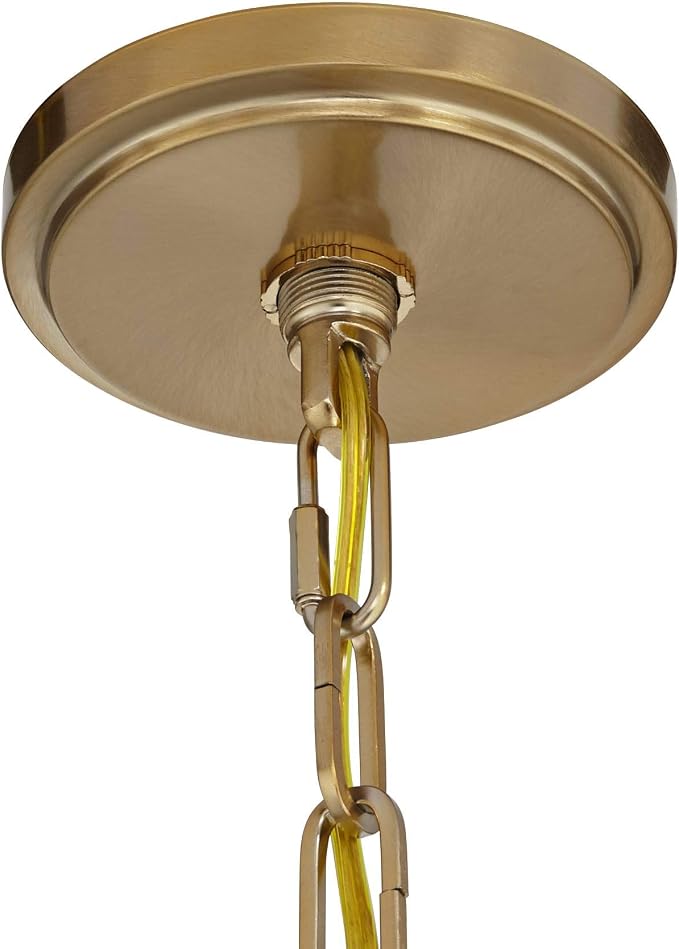 Charleston 16" Wide Warm Gold 3-Light LED Luxe Pendant Light Light Fixture | Brass Chandelier Modern Dimmable Clear Seedy Glass for Dining Room Living House Home Foyer Kitchen Island Entryway Bedroom