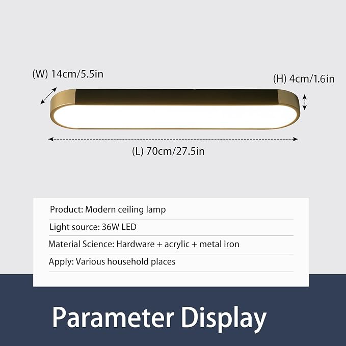 Tioolo Modern Ceiling Light, Dimmable LED Ceiling Light with Remote, 27.5in | Linear Flush Mount Ceiling Light, Black Gold Ceiling Light Fixture, 3000K-6500K, Memory, 36W for Kitchen, Hallway, Closet