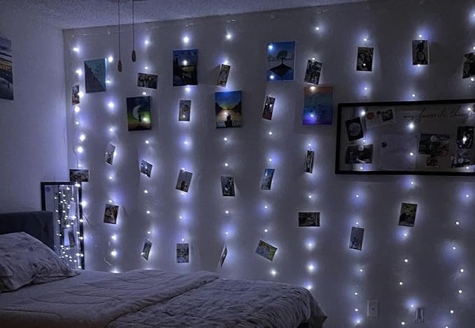 300LED Fairy Curtain Lights, 9.8x9.8Ft Warm White USB Plug in 8 Modes & Timer Christmas String Hanging Lights with Remote for Bedroom Indoor Outdoor Weddings Party Wall Decorations(White)