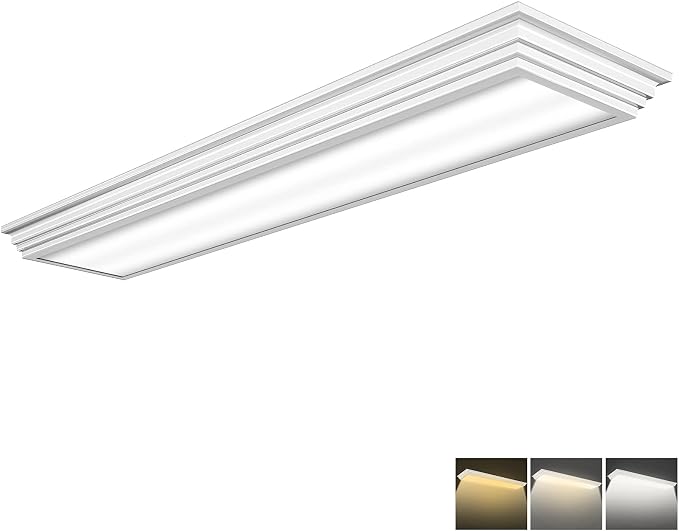 Dimmable 4FT LED Wraparound Light, 3 Color Temperature 3000K/4000K/5000K CCT 50W 5500LM 4 Foot Kitchen LED Light Fixture, Flush Mount 48 Inch Linear Ceiling Lighting Fixture, 1 Pack