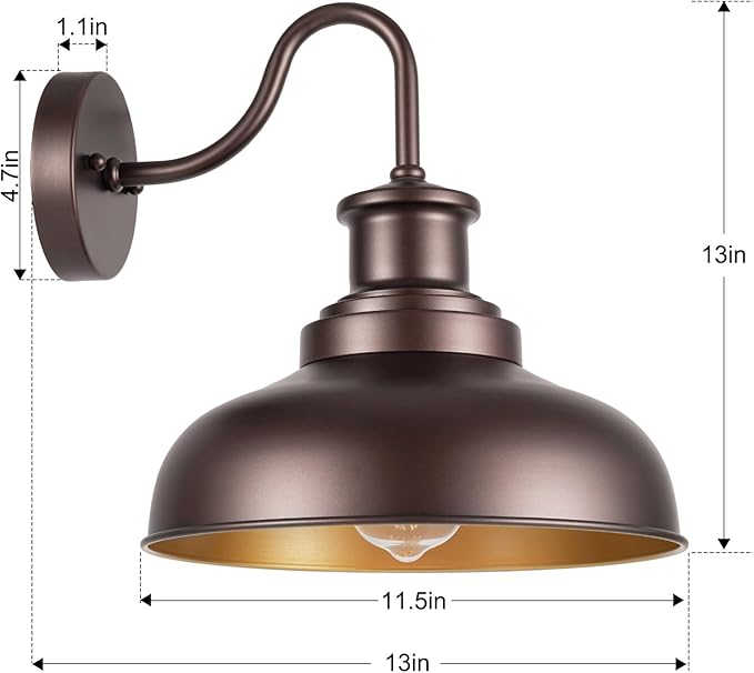 Outdoor Barn Lights Outdoor Wall Sconces Farmhouse Exterior Wall Mount Light Vintage Wall Lighting Fixture Industrial Bronze Lantern for Porch Entryway Garage Patio, 2 Pack
