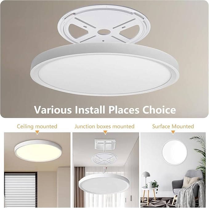 6PK Dimmable 15.8 Inch Led Ceiling Light Flush Mount, 34W, 3060LM, 3000K/3500K/4000K/5000K/6500K CCT, 0.98" Super Slim Close to Ceiling Round Flat Panel Light for Hallway,Kitchen ect, White
